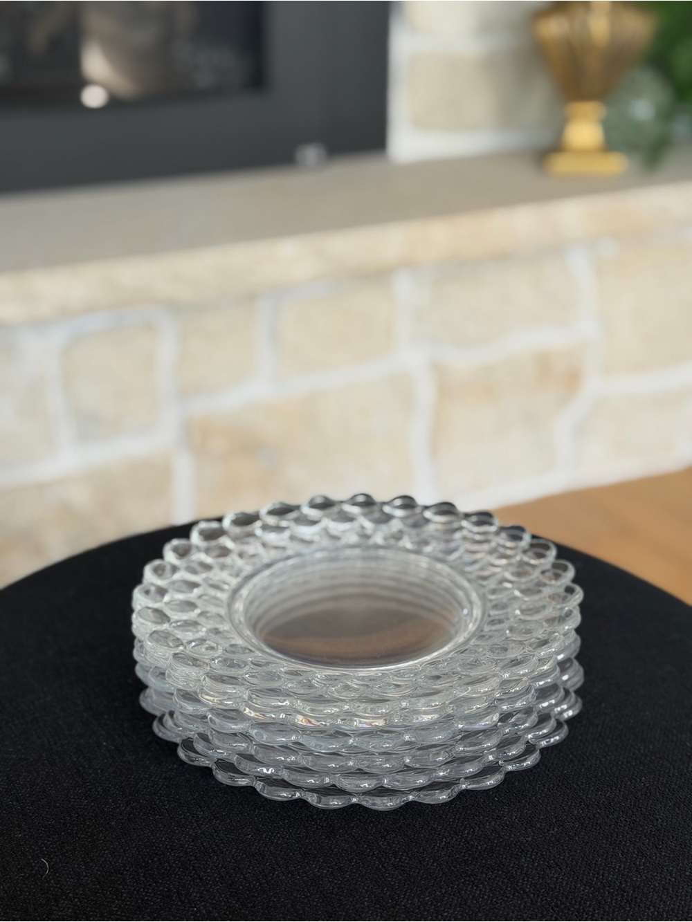 Thousand Eye Style Clear Glass Luncheon Plates Set of 6
